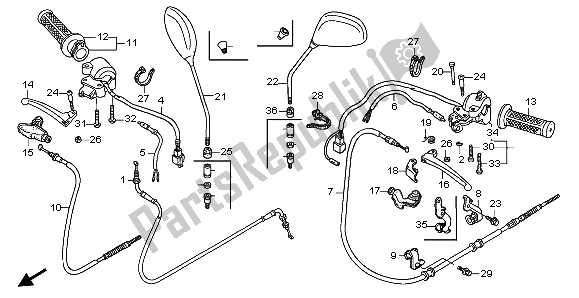 Alle onderdelen voor de Handvat Hendel & Schakelaar Kabel van de Honda NPS 50 2007