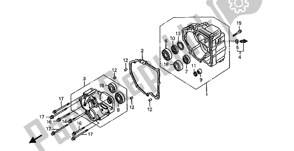 All parts for the Rear Case of the Honda ST 1100A 1993