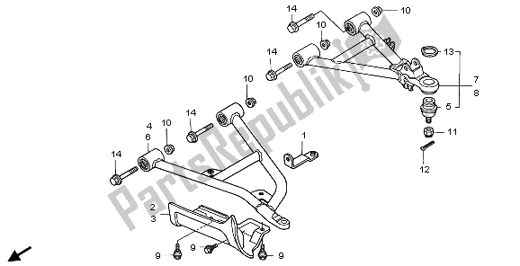 Todas as partes de Braço Frontal do Honda TRX 350 FE Fourtrax Rancher 4X4 ES 2003