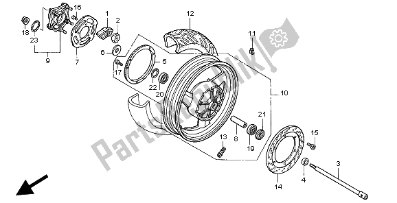 All parts for the Rear Wheel of the Honda ST 1100A 1997