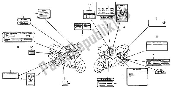 Todas las partes para Etiqueta De Precaución de Honda CBR 600F 1997