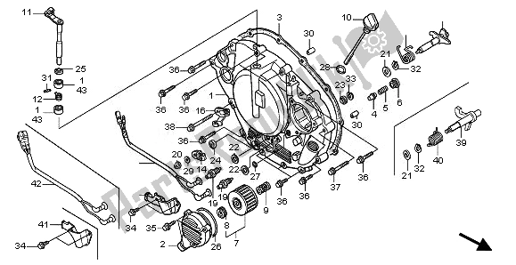 Alle onderdelen voor de Rechter Carterdeksel van de Honda TRX 300 EX 2008
