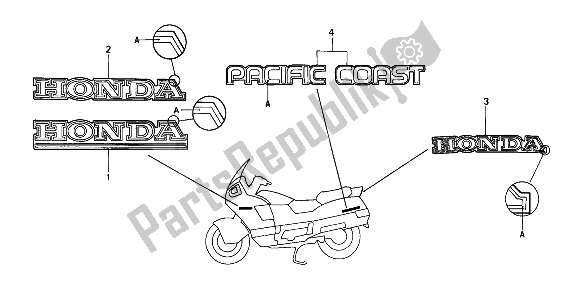 Todas as partes de Marca do Honda PC 800 1990