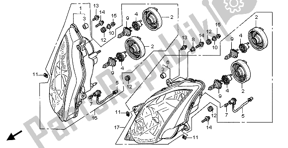 All parts for the Headlight (eu) of the Honda VFR 800A 2002