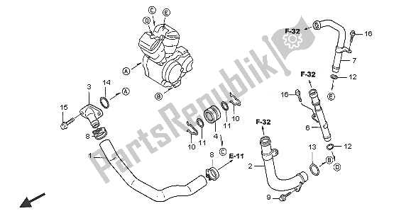 All parts for the Water Pipe of the Honda NT 650V 2005