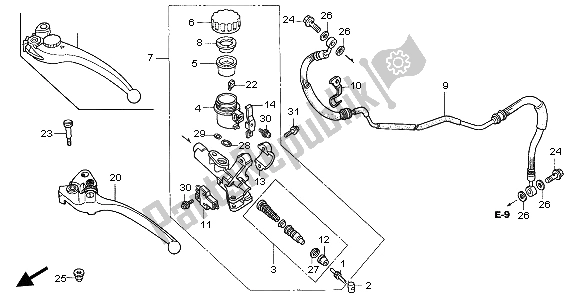 Alle onderdelen voor de Koppeling Hoofdremcilinder van de Honda VTR 1000 SP 2002