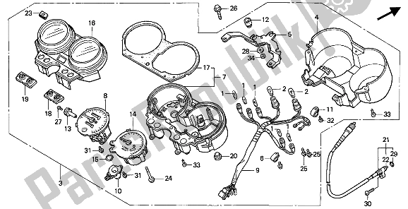 Tutte le parti per il Metro (kmh) del Honda CB 750F2 1994