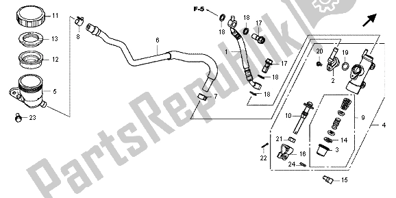 All parts for the Rr. Brake Master Cylinder of the Honda VFR 800X 2013