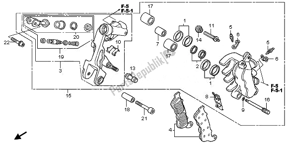All parts for the Front Brake Caliper (l.) of the Honda XL 1000V 2008