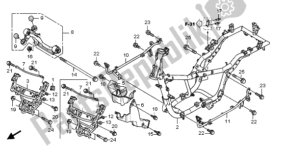 All parts for the Frame Body of the Honda FES 125A 2009