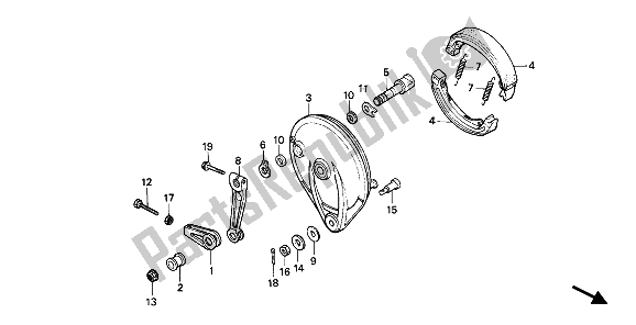 Tutte le parti per il Pannello Freno Posteriore del Honda XBR 500 1987