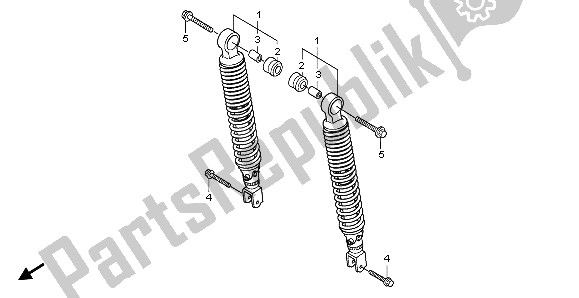 All parts for the Rear Cushion of the Honda SH 150D 2009