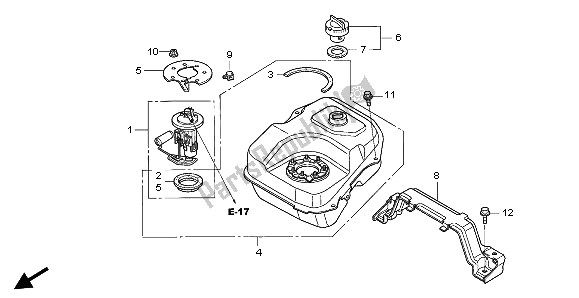 All parts for the Fuel Tank of the Honda SH 125 2008