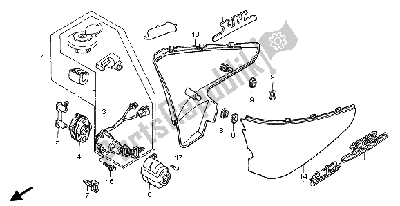 All parts for the Side Cover of the Honda VT 600C 1996