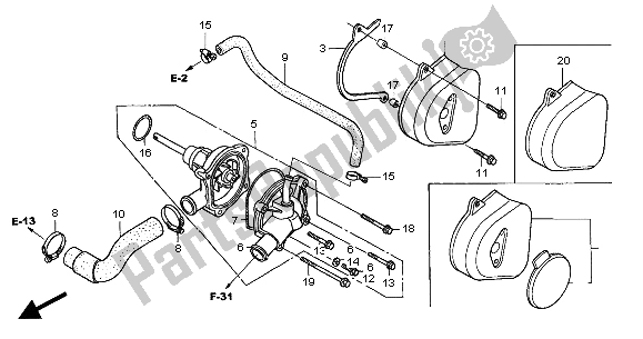 All parts for the Water Pump of the Honda CB 600F Hornet 2004