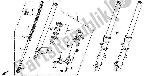 All parts for the Front Fork of the Honda XL 700V Transalp 2009