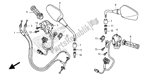 All parts for the Switch & Cable of the Honda NC 700 SD 2012