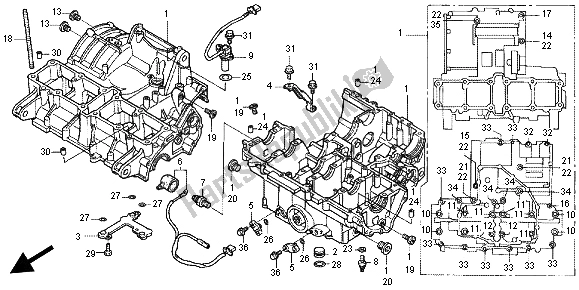 Todas las partes para Caja Del Cigüeñal de Honda CB 1300X4 1999
