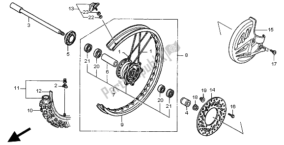 Todas las partes para Rueda Delantera de Honda CR 125R 2002