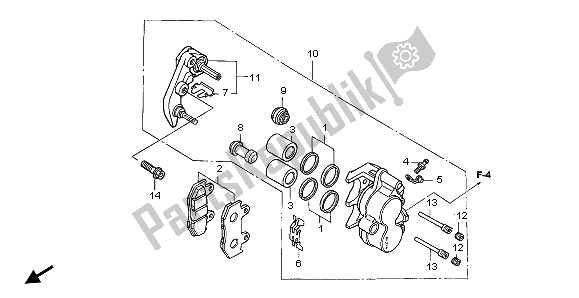 All parts for the Front Brake Caliper of the Honda SH 125R 2008