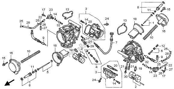 Alle onderdelen voor de Carburateur (onderdelen) van de Honda XL 1000V 2002