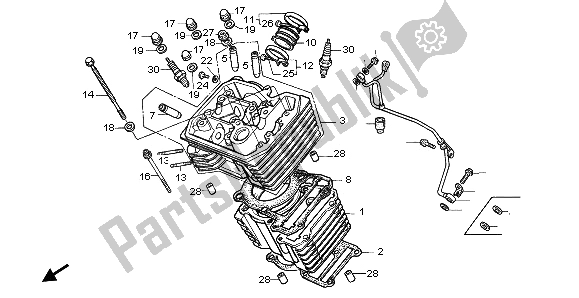 All parts for the Cylinder & Cylinder Head (front) of the Honda XL 600V Transalp 1995