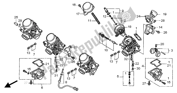 All parts for the Carburetor (component Parts) of the Honda CBF 600N 2004