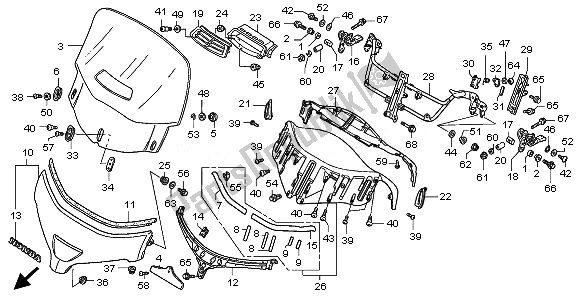 All parts for the Windscreen of the Honda GL 1800 2010