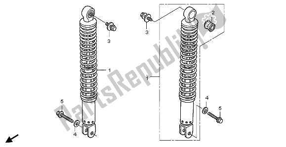 All parts for the Rear Cushion of the Honda FJS 400D 2009