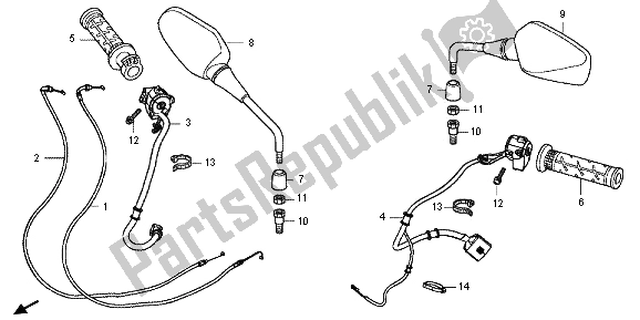 All parts for the Switch & Cable of the Honda VFR 800X 2013