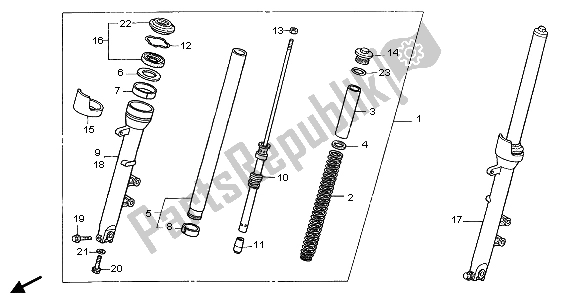 All parts for the Front Fork of the Honda CBF 1000S 2007