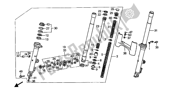 Tutte le parti per il Forcella Anteriore del Honda GL 1500 1988