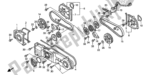 All parts for the Front Cover & Timing Belt of the Honda GL 1500 SE 1991