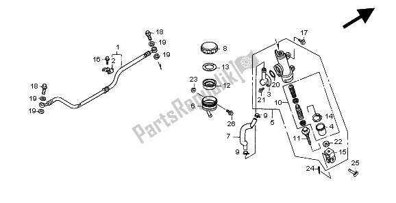 All parts for the Rear Brake Master Cylinder of the Honda CB 500 1999