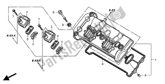 All parts for the Cylinder Head Cover of the Honda CBR 600 RA 2011