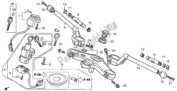 All parts for the Handle Pipe & Top Bridge of the Honda VFR 800A 2009