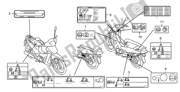 Toutes les pièces pour le étiquette D'avertissement du Honda ANF 125 2011