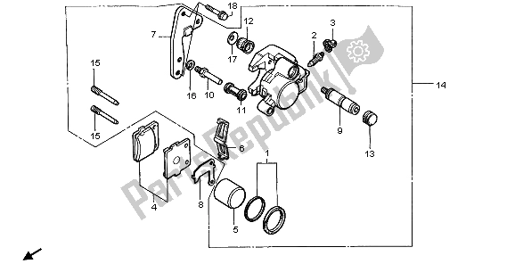 Tutte le parti per il Pinza Freno Anteriore del Honda CR 80 RB LW 1998