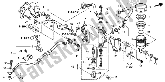 All parts for the Rear Brake Master Cylinder of the Honda CBR 1000 RA 2013