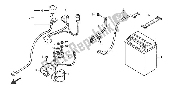 All parts for the Battery of the Honda TRX 500 FA Fourtrax Foreman 2005