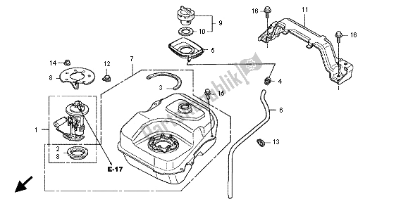 All parts for the Fuel Tank of the Honda SH 150 2012