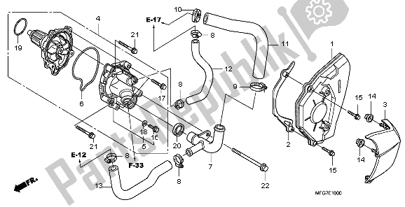 All parts for the Water Pump of the Honda CB 600F Hornet 2007