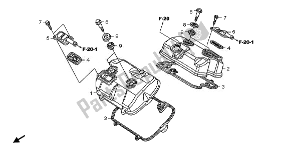 All parts for the Cylinder Head Cover of the Honda NT 700 VA 2008