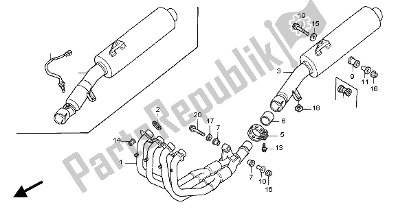 All parts for the Exhaust Muffler of the Honda CBR 600F 2004