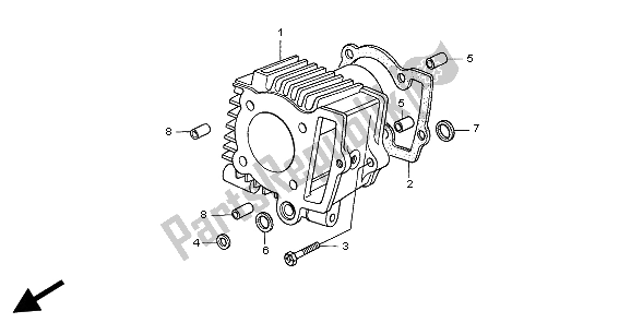 All parts for the Cylinder of the Honda XR 70R 1999