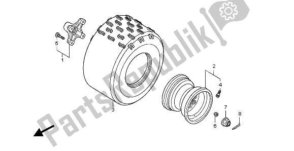 All parts for the Rear Wheel of the Honda TRX 450 ER Sportrax 2009