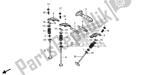 All parts for the Camshaft Valve (rear) of the Honda VT 750 CS 2013