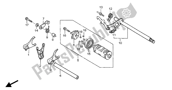 All parts for the Gearshift Drum of the Honda NT 650V 2004