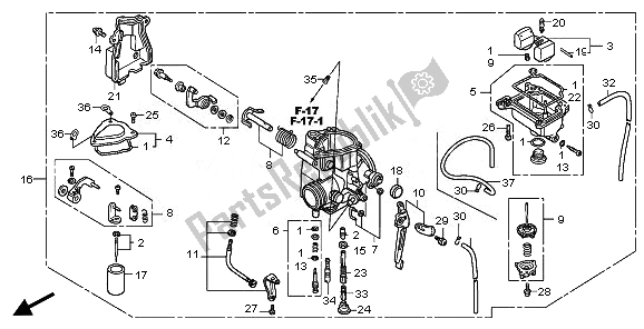 Todas as partes de Carburador do Honda TRX 300 EX 2008