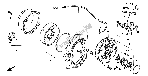 All parts for the Rear Brake Panel of the Honda TRX 450 FE Fourtrax Foreman ES 2002